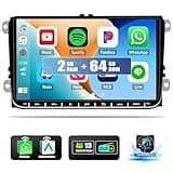 DAB/DAB+ 2G+64G Android 13 Autoradio für VW Golf 5 6 Passat Polo Tiguan Touran Caddy Skoda Seat mit Carplay Android Auto, 9" Touch Display Auto Player mit GPS WiFi BT FM/RDS SWC Rückfahrkamera+CANBUS