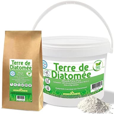 HYDROPLANETE Kieselgur Pulver Weiß Hohe Reinheit | 100% Diatomeenerde Anwendbar in Haus und Hof | Kieselgur Lebensmittelqualität | Diatomaceous Earth | 1,5 kg
