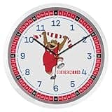 K&L Wall Art FCB Fußball Wanduhr FC Bayern München Uhr Jungenzimmer lautlos ohne Ticken (Maskottchen Berni Kinderlernuhr, 30 cm)