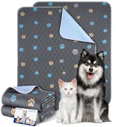 Aitmexcn 2 Stück Welpenunterlagen Waschbar – 45x60cm Super Saugfähige und Wiederverwendbare Hundetrainingspads, Inkontinenzunterlage für Welpen, Für Zuhause, Auto und Reisen