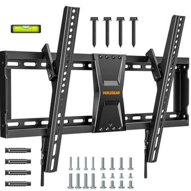 Perlegear TV Wandhalterung Neigbar für 37-82 Zoll Flach- und Curved-Fernseher (bis 60 kg, VESA 600x400mm) – Universelle TV Halterung mit Verstellbaren Zugschnüren, Model PGLT5