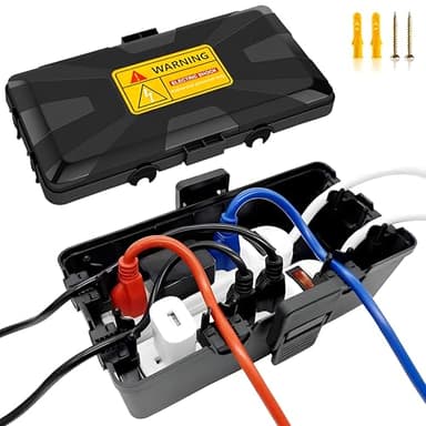 Außenbereich Elektrobox, IP54 Wasserdicht, Wetterfeste Steckdosenbox für Verlängerungskabel, Zeitschaltuhr und Stecker, Outdoor Steckdosen Abdeckung für Garten, Terrasse, Weihnachtsbeleuchtung