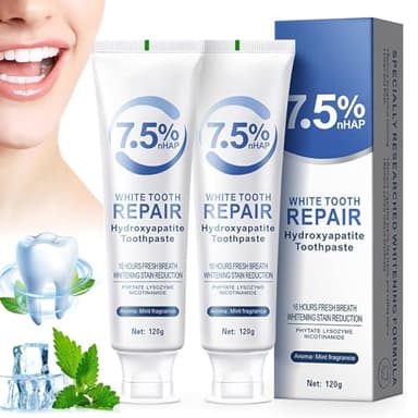 2 Stück Hydroxylapatit Zahnpasta, Hydroxyapatite Toothpaste, Zahnpasta Hydroxylapatit, Fluoridfreie Zahnschmelzreparatur und Linderung von Zahnempfindlichkeit
