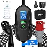 AFYEEV Mobile Wallbox 11kW, Typ 2 Ladekabel CEE Stecker, 3-Phasig, 7M, 6-16A,Tragbares EV-Ladegerät und Mobile Wallbox Ladestation für IEC 62196-2