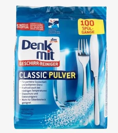 dm Geschirr-Reiniger Classic Pulver 1,5kg / 100 Spülmaschinen Gänge - Glanz & Glasschutz - Kraftvoll bei niedrigen Temperaturen - Unparfümiert