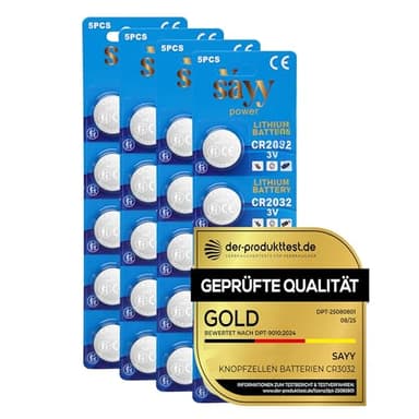 [GEPRÜFTE QUALITÄT] SAYY 20 X CR2032 CR 2032 Knopfzellen Batterien, langanhaltende Leistung (Lange Lagerfähigkeit 10 Jahre) Waagen Zubehör Medizinischen, Elektronischen kleingeräten, Autoschlüssel 3V