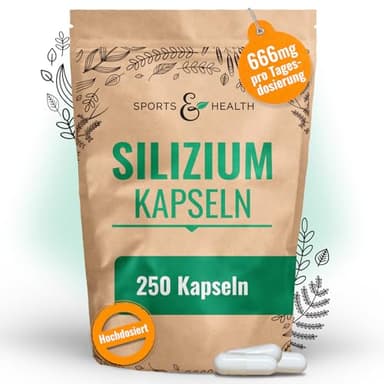 Silizium Hochdosiert Kapseln – 250 Silizium Kapseln – Silicium aus Hochwertigem Bambusssprossenextrakt – Silica Hochdosiert - 500mg pro Tagesdosierung