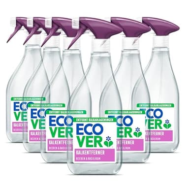 Ecover Kalkreiniger, entfernt effektiv Kalkablagerungen im Haushalt und hinterlässt einen kraftvollen Beeren- und Basilikumduft, 6 x 500 ml