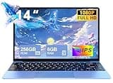 NOTODD 2025 Laptop 14 Zoll Win11 6GB+256GB SSD Unterstützung 1TB Notebook Celeron N4020 (bis 2.8GHz) 1920x1080p WiFi5G BT4.2 Deutscher Tastaturschutz und kabellose Maus-Blue