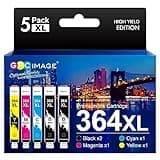GPC IMAGE 364XL Multipack Kompatible für HP 364 Druckerpatronen für HP Photosmart 5520 5510 5520 5524 Deskjet 3520 Officejet 4622 4622 5510 5520 5524 6520 5515 7520 (5er-Pack)