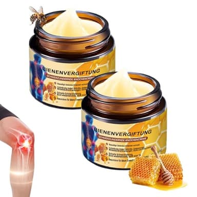 EONFAVE Bee Venom Bienengift Creme, 2 Stück Bienengiftsalbe, Bienengift Gelenkcreme, Natürlich Bienengiftsalbe Joint Gel für Rücken, Nacken, Knie, Deep Nourishment Beruhigend, Sanft Pflegend (120G)