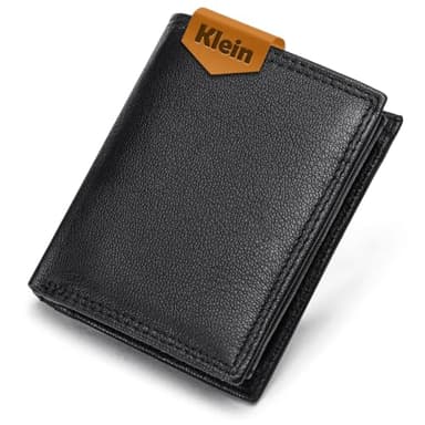 FOMAX Geldbörse Herren Leder Klein Portmonee Echtleder, Geldbeutel mit RFID Schutz, 11 Kartenfächer Hochformat Portemonnaie mit Münzfach, Schwarz