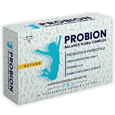 PROBION® | Probiotika Darmsanierung | Probiotika Kapseln | 40 Milliarden CFU | Lactobacillus, Bifidobacterium + Enzi-Mix + Vitamine + Bambus und Kamille zur Beseitigung von Darmgas | 30 Kapseln Retard