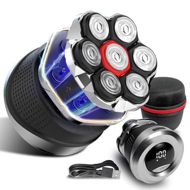 Ordele Elektrischer Rotationsrasierer für Herren, 2025 Upgrade 7D schwimmender elektrischer Rasierer mit LED-Display, IPX7 wasserdicht, Typ-C Schnellladung, magnetische Köpfe
