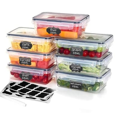 Goldeluxe 7 x 840ml Frischhaltedosen mit Deckel, BPA-frei, luftdicht & stapelbar, Gefrierdosen und Meal Prep Boxen für Essen Box, Gefrierbehälter & Küche