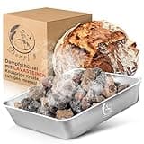 Dampfly - Dampfschüssel Lavastein-Backofen-Set: Perfektes Brot backen mit Wasserdampf – Knuspriges Brot & Gebäck wie vom Profi Bäcker im Design Silber quadratische Dampfschüssel