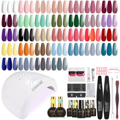 ROSALIND UV Nagellack Set mit UV Lampe, 32+4 Stück Gelnägel Starterset Lila Blau Nude Weiß Rot Grün Braun Grau Gel Nagellack Gelnägel Set für Nägel Maniküre Nagelstudio Set
