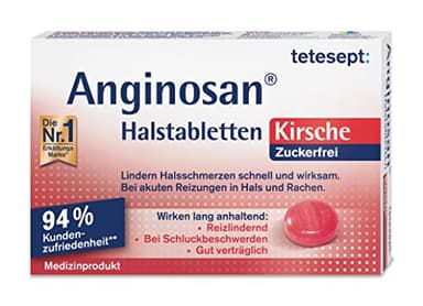 tetesept Anginosan Halstabletten Kirsche - zuckerfrei – 1 x 20 Stück – Halsschmerztabletten gegen akute Reizungen in Hals & Rachen