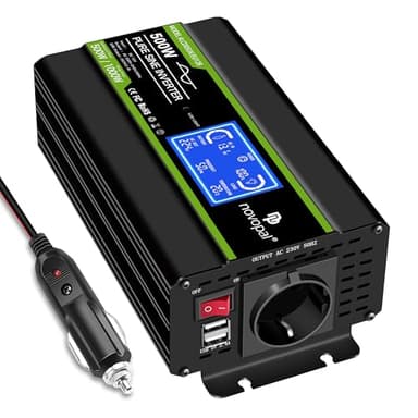 NOVOPAL 500W Wechselrichter 12V auf 230V 220V Reiner Sinus Spannungswandler mit intelligenter LCD-Anzeige - EU-Stecker mit USB-Ausgang