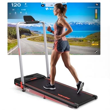 Laufband für Zuhause mit 10% Neigung, 12km/h Laufband Klappbar, Walking Pad mit Armstützen, Fernbedienung und App Steuerung, für Zuhause & Büro Keine Installation