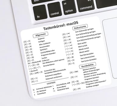 Aufkleber Tastenkürzel Mac | Shortcuts MacOS weiß deutsch 8,5 x 8 cm
