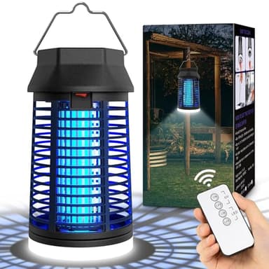 seenlast Insektenvernichter Elektrisch Mit Fernsteuerung, Mückenfalle 15W 4200V Fliegenfalle Elektrisch UV Mückenlampe Mit LED-Licht, insektenfänger Fliegenfänger Insektenfalle für Innen und Traufe