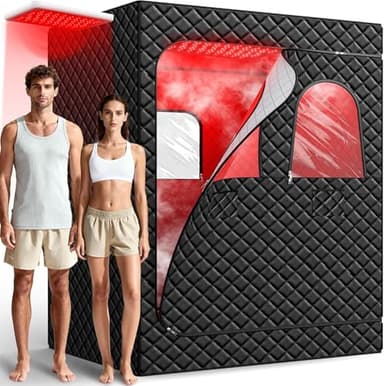 I-THERA-U Infrarotsauna 2 Personen Dampfsauna für Zuhause - 5-Lagig Wasserdicht Tragbare Sauna, 2 Dampfgenerator für Dampfbad, 2 Klappstuhl Home Sauna