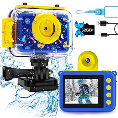 GKTZ Kinderkamera wasserdichte,Unterwasserkamera-1080P Selfie Digitalkamera Fotoapparat für Kinder, Spielzeug für 3-12 Jahre Jungen und Mädchen (dunkelblau)