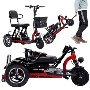 Elektro Dreirad für Senioren Klappbar Mobilitätsroller mit 3 RäDern Seniorenmobil Mit Korb Elektro-Dreirad für Erwachsene Einfach zu bedienen Praktisch für unterwegs (A)