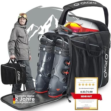 Otaro Skischuhtasche mit Helmfach (Classic | 44 L | Felsgrau) Premium Skitasche für Skischuhe | Auch als Schlittschuhtasche oder Inlinertasche | Ski Tasche, Skisack Set, Skischuhtaschen