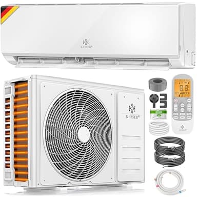 KESSER® Klimaanlage Set Split - mit WiFi/App Funktion Klimagerät - Kühlen A++/ Heizen A+ - 9000 BTU/h (2.600 Watt) Sehr Leise, Kältemittel R32 - Fernbedienung, Timerfunktion - Inkl. Montagematerial