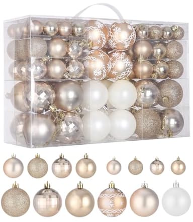 100 Stück weihnachtskugeln, Champagner Christbaumkugeln,Weihnachtskugeln Kunststoff,Weihnachtskugeln Set Outdoor,Weihnachtsbaumschmuck,Christbaumschmuck,wiederverwendbar
