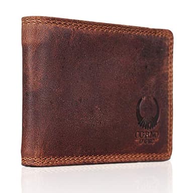 Corno d´Oro Portmonee Herren Leder Mini I Slim Wallet mit RFID Schutz I Kleines Portemonnaie Herren für 6 Karten ohne Münzfach im Geschenkbox