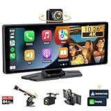 Vtopek Carplay Display mit 4K Dashcam 10,26-Zoll Wireless Apple Carplay Android Auto Display mit HD IPS Touchscreen Driveplay mit Mirror Link Dual-Bluetooth Carplay mit Rückfahrkamera 64G TF-Karte