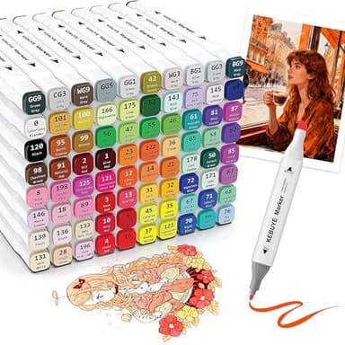 Kebuye Alkohol Marker Stifte Set - 80 Farben Alcohol Markers Dual Tip Marker Pen FüR Erwachsene Kinder - Alkoholmarker Filzstifte Art Sketch Marker FüR Manga Coloring