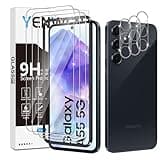 Yenwen Schutzfolie für Panzerglas für Samsung Galaxy A55 5G, 3 Stück Panzer Schutz Glas mit 3 Stück Kameraschutz, 9H Härte Handy Folie Anti- Kratzer Schutzglas HD Klar Displayschutz