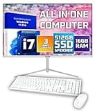 GMR All in One Desktop Computer mit i7 | 24 Zoll Display - Tastatur & Maus | 3 Jahre Garantie | 16 GB RAM | 512GB SSD | USB 3 | Windows 11 PRO | WiFi + BT