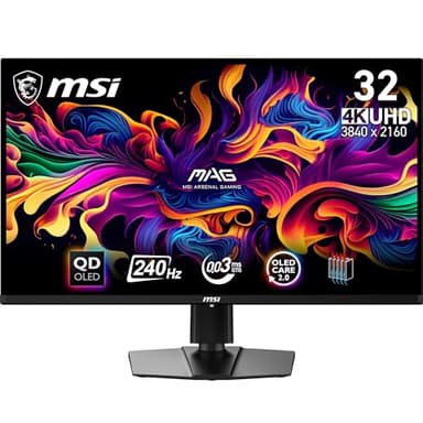 MSI MAG 321UPX QD-OLED 31.5 Zoll 4K UHD Gaming Monitor - 3840 x 2160 Quantum Dot OLED Panel, 240Hz / 0.03ms, 99% DCI-P3, ΔE≤2, DisplayHDR True Black 400 - DP 1.4a, HDMI 2.1, USB Type-C