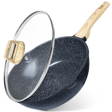 GiPP Schmorpfannen Bratpfannem 30cm Hoher Rand, Antihaft Wokpfanne mit Deckel, 5.1L Keramik-Antihaftbeschichtung 30cm Pfanne mit Deckel, PFOS/PFOA-frei, für alle Herdarten, Grau
