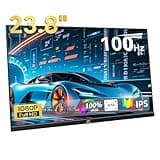 Kenowa 23.8 Zoll USB-C Tragbarer Monitor 100Hz FreeSync Gaming Monitor Full HD 1920x1080 IPS Externe Bildschirm mit Lautsprecher Typ-C/HDMI für Laptop/PC/Telefon/Mac/PS4