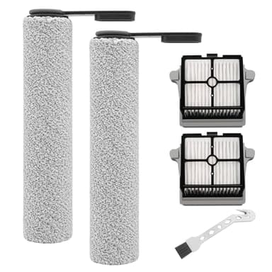 Fixbetter Ersatzbürstenrolle und HEPA-Filter passend für Tineco FLOOR ONE S7 PRO/FLOOR ONE S6 Akku-Nass- und Trockensauger, 2 Bürstenrolle + 2 Filter + 1 Reinigungsbürste