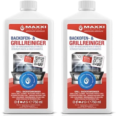 Maxxi Clean | Backofen- Grillreiniger extra stark | 2x 750 ml Gel Paste | selbstarbeitender Reiniger und Fettlöser | für, Herdplatte & Grill | löst Verkrustungen ohne Aufheizen & Gerüche