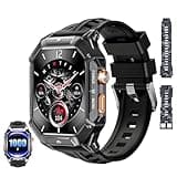 OUKITEL Smartwatch Herren BT80, 1000mAh Akku für 30 Tage Nutzung Militär herrenuhr 5ATM Wasserdicht, 2,13 Zoll AMOLED Display mit Herzfrequenz Schlafüberwachung Kompass Luftdruck, 100+ Sportmodi