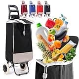 40Liter Wasserabweisender Trolley Einkaufstrolley Klappbar, Shopping Trolley, Einkaufswagen Faltbar, Einkaufstasche mit 2 Rädern, Einkaufskorb mit Rollen (Schwarz)