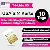 T-Mobile USA SIM-Karte – Unbegrenzte Anrufe & Daten für USA-Reisen – 4G Netz, Google & Whatsapp nutzbar – Einfache Aktivierung, 24/7 Whatsapp Support