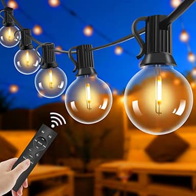 Lichterkette Außen mit Fernbedienung - 15M LED Lichterkette Dimmbar G40 Glühbirnen , 4 Modus und Timmer Funktion, Wasserdicht für Outdoor Garten Balkon Terrasse Party Camping Hochzeit