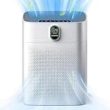 MORENTO Luftreiniger Allergiker mit HEPA Luftfilter gegen von Staub Pollen und Tierhaaren entfernen, CADR 300m³/h für 100㎡ Raucherzimmer,PM2.5 LED-Anzeige Air Purifier 24dB 1 Pack 2 Ersatzfilter