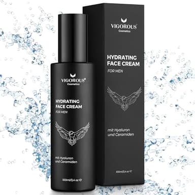 VIGOROUS® Gesichtscreme Männer -100 ml Feuchtigkeitscreme gesicht als Tages- und Nachtcreme - Anti Aging Gesichtspflege Männer mit Hanföl + Hyaluron - Moisturizer Face - Skin Care for men