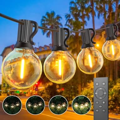 Toipwen 45,7 m Lichterkette Außen, Dimmbare LED Lichterkette Outdoor mit Fernbedienung, 75+2 Warmweiß Glühbirnen, IP45 Wasserdicht für Garten, Balkon, Terrasse, Camping und Party