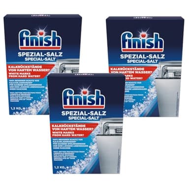 Finish Spezial-Salz – Spülmaschinensalz zum Schutz vor Kalkablagerungen und Wasserflecken – 3 x 1,2 kg